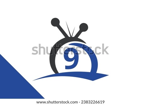 Letter 9 television Logo Design Concept. channel television TV logo vector icon illustration