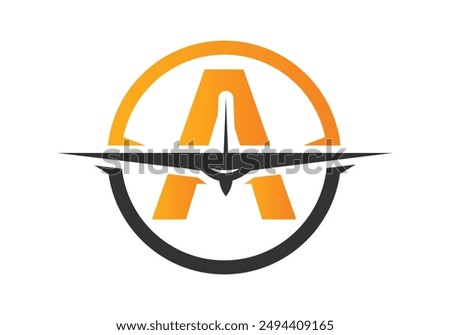 Letter A with Aerospace Travel Logo Concept design vector template