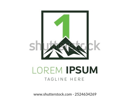 Letter 1 with Mountain logo design inspiration. Vector letter template design