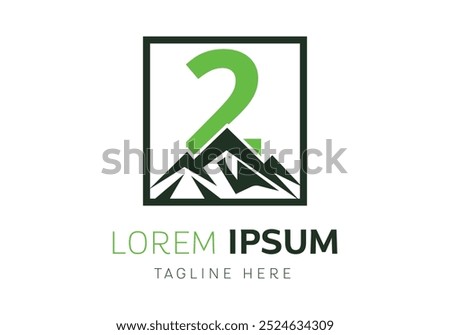 Letter 2 with Mountain logo design inspiration. Vector letter template design