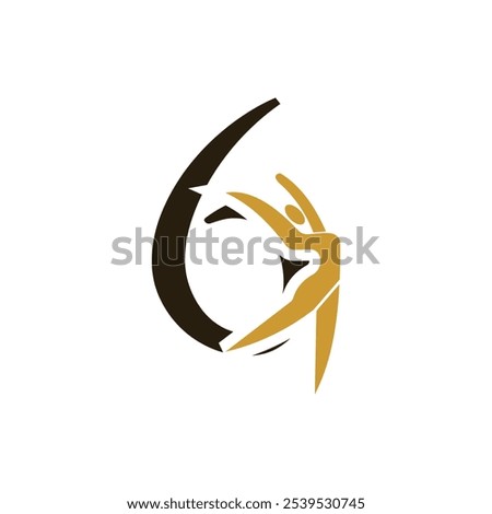 Letter with 6 Ballet Dancer Logo Design. Ballerina Logo icon vector