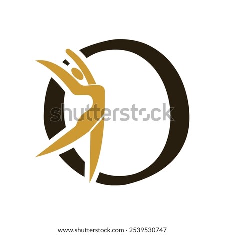 Letter with O Ballet Dancer Logo Design. Ballerina Logo icon vector