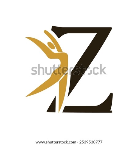 Letter with Z Ballet Dancer Logo Design. Ballerina Logo icon vector