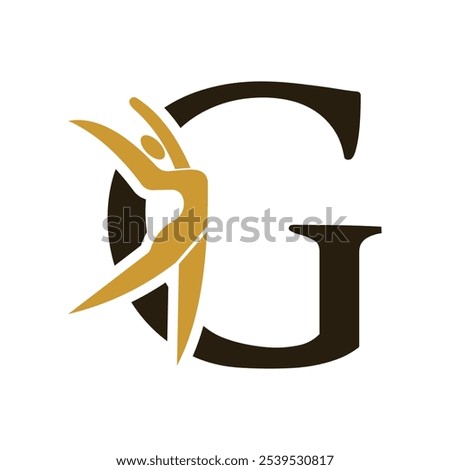 Letter with G Ballet Dancer Logo Design. Ballerina Logo icon vector