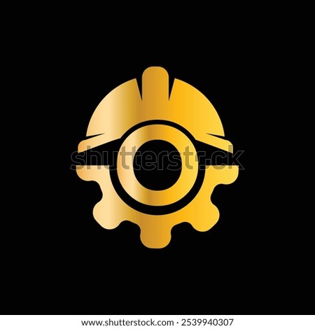 Letter O Helmet And Gear Logo Design Template. Gear engineer logo design vector