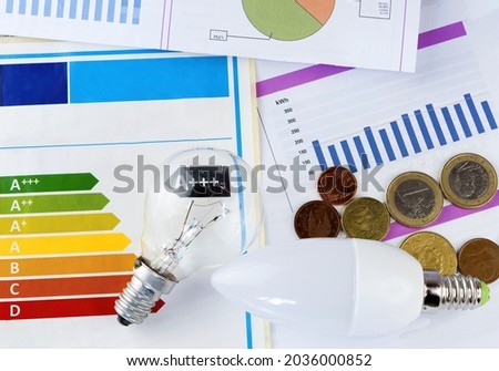 Electricity bill, energy consumption of electric fluid, concept of rising price of light Сток-фото © 