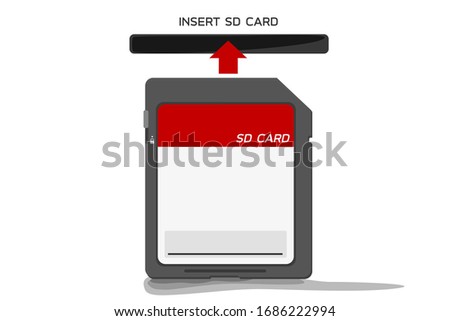 SD Card on White background on flat design , insert SD card to slot concept