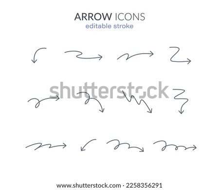 curly arrow icon set for web and app. editable stroke vector illustration