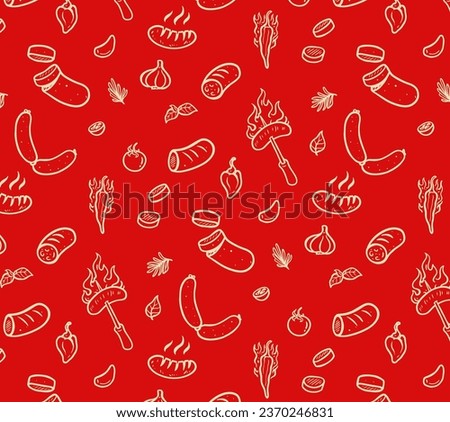 Spicy italian sausage pattern background vector