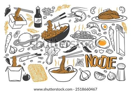 Delicious noodle doodle vector logo