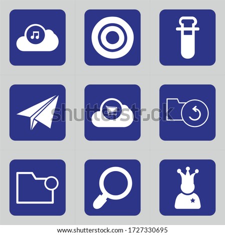 Set of 9 icons such as play, cloud, player, music, cloud music, audio, dart, focus, circle