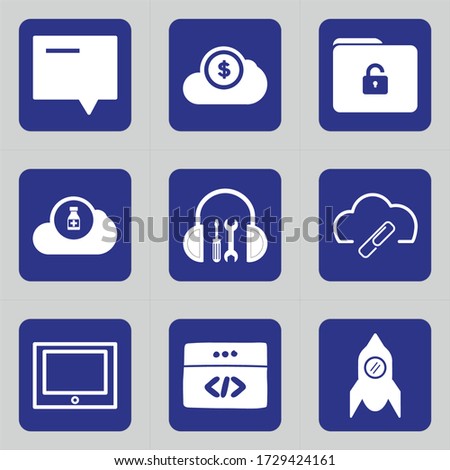 Set of 9 icons such as envelope, chat, communication, email, cloud, money, business, sign, online banking