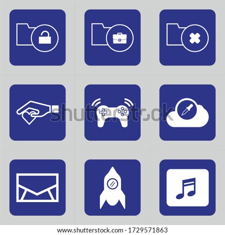 Set of 9 icons such as folder, unlock, file, document, folder access, unlocked, business, work, down