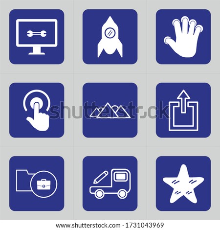 Set of 9 icons such as tv, options, equipment, monitor, tool, game, nasa, exploration, aliens