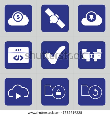 Set of 9 icons such as cloud, money, business, sign, online banking, Card, signals, education