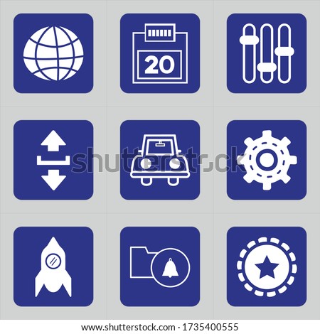 Set of 9 icons such as world, globe, sign, wifi internet, internet, network, date, calendar, schedule
