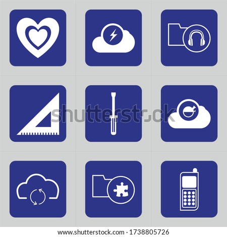 Set of 9 icons such as love, couple, double, heart care, favorite, heart, cloud, power, battery