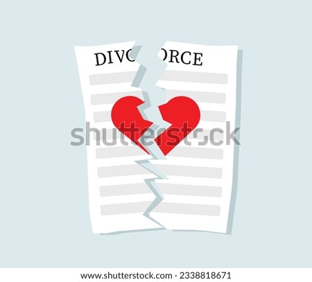Tearing of divorce paper illustration
