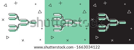 Set Results and standing tables scoreboard championship tournament bracket icon isolated on white and green, black background.  Vector Illustration
