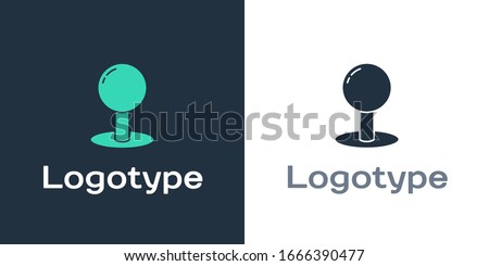 Logotype Push pin icon isolated on white background. Thumbtacks sign. Logo design template element. Vector Illustration