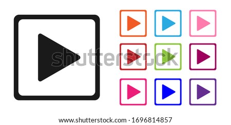 Black Play in square icon isolated on white background. Set icons colorful. Vector Illustration