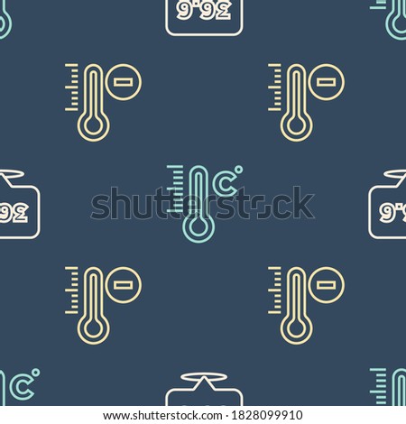 Set line Medical thermometer, Meteorology and  on seamless pattern. Vector