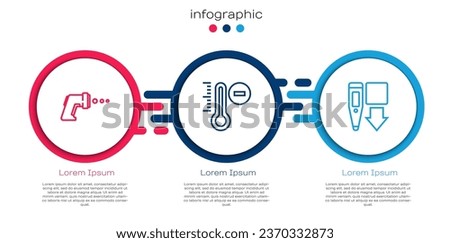 Set line Digital thermometer, Meteorology and . Business infographic template. Vector
