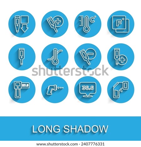 Set line Digital thermometer, Medical, Meteorology,  and  icon. Vector