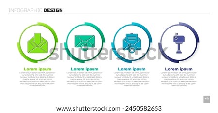 Set Envelope, Delete envelope, Delete envelope and Mail box. Business infographic template. Vector