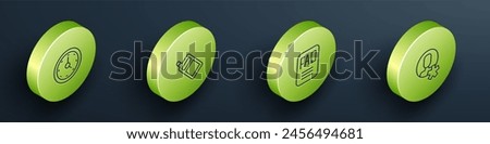 Set Isometric line Clock, Mobile phone, FAQ information and Elected employee icon. Vector