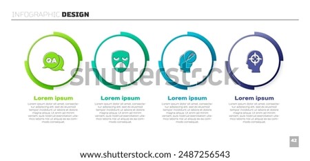 Set Question and Answer, Drama theatrical mask, Addiction to drug and Finding problem. Business infographic template. Vector