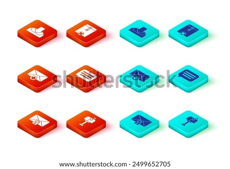 Set Mail message lock password, box, Received concept, Speech bubble chat, Delete envelope and Download inbox icon. Vector