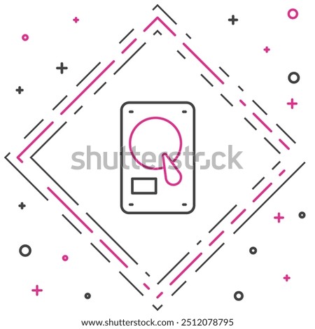 Line Hard disk drive HDD icon isolated on white background. Colorful outline concept. Vector Illustration