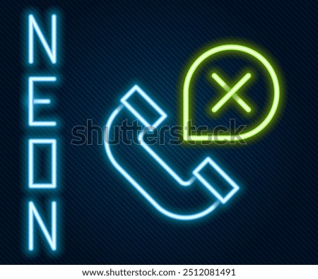 Glowing neon line Declined or missed phone call icon isolated on black background. Telephone handset. Phone sign. Colorful outline concept. Vector