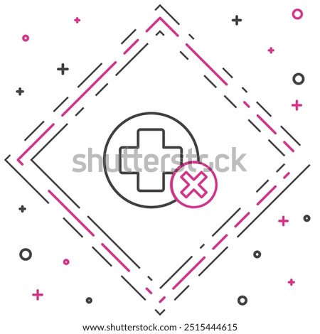 Line Cross hospital medical icon isolated on white background. First aid. Diagnostics symbol. Medicine and pharmacy sign. Colorful outline concept. Vector Illustration