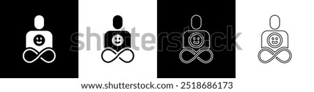 Set Friends forever icon isolated on black and white background. Everlasting friendship concept.  Vector