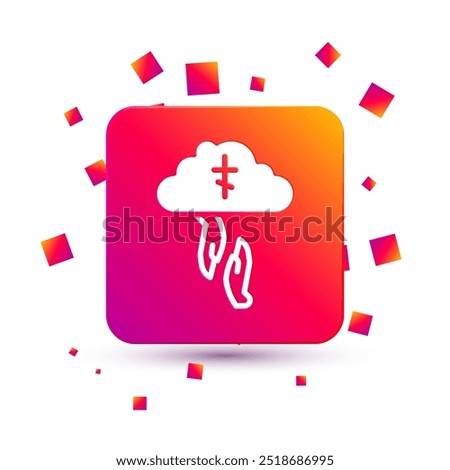 White God's helping hand icon isolated on white background. Religion, bible, christianity concept. Divine help. Square color button. Vector