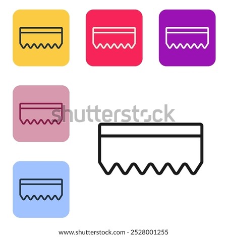 Black line Sponge icon isolated on white background. Wisp of bast for washing dishes. Cleaning service logo. Set icons in color square buttons. Vector