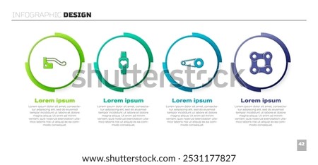 Set Bicycle brake, Smart watch, chain with gear and . Business infographic template. Vector