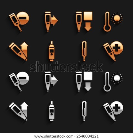 Set Digital thermometer, Meteorology, Medical,  and  icon. Vector