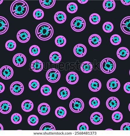 Line Stop colorado beetle icon isolated seamless pattern on black background.  Vector