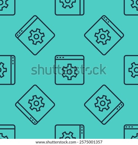 Black line Browser setting icon isolated seamless pattern on green background. Adjusting, service, maintenance, repair, fixing.  Vector