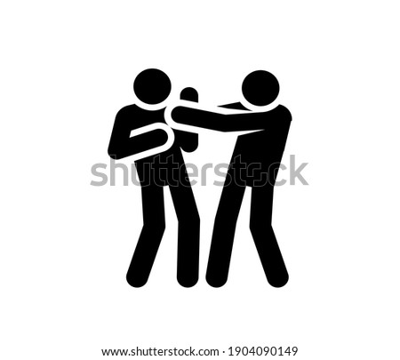 Fighting people icon vector. Linear style sign for mobile concept and web design. Fighting people symbol illustration. Pixel vector graphics - Vector