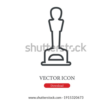 Oscar statue vector icon.  Editable stroke. Isolated. Linear style sign for use on web design and mobile apps, logo. Hollywood trophy symbol illustration. Pixel vector graphics - Vector