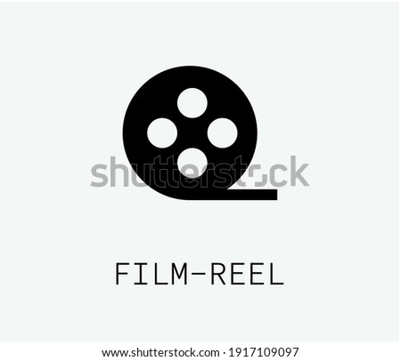 Film reel vector icon. Editable stroke. Symbol in Line Art Style for Design, Presentation, Website or Apps Elements. Pixel vector graphics - Vector