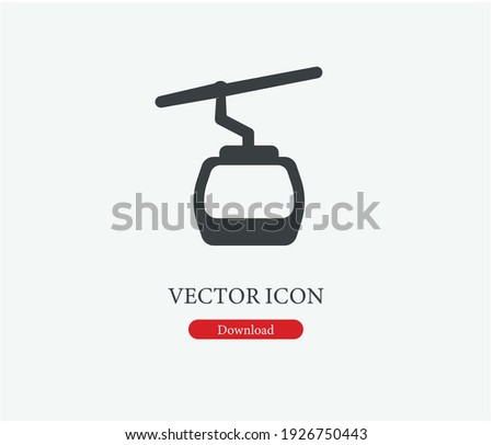 Cable car vector icon.  Editable stroke. Symbol in Line Art Style for Design, Presentation, Website or Apps Elements. Pixel vector graphics - Vector