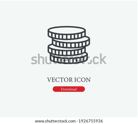 Coins vector icon. Editable stroke. Symbol in Line Art Style for Design, Presentation, Website or Apps Elements, Logo. Pixel vector graphics - Vector