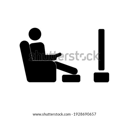 Watching tv vector icon. Editable stroke. Symbol in Line Art Style for Design, Presentation, Website or Apps Elements. Pixel vector graphics - Vector