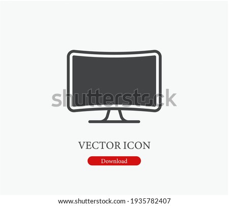 Curved television vector icon.  Editable stroke. Linear style sign for use on web design and mobile apps, logo. Symbol illustration. Pixel vector graphics - Vector