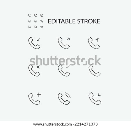 Simple Set of Call Related Vector Line Icons. Editable Stroke. Contains such Icons as Phone and Cell and more. Editable Stroke. 72x72 Pixel Perfect.